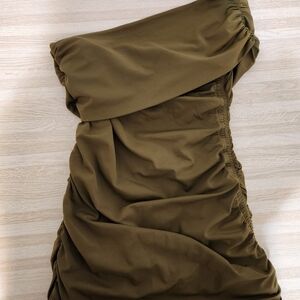 OAK + FORT Olive One-Shoulder Dress